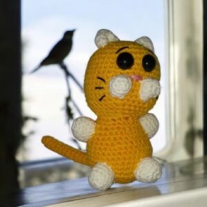 Handmade Orange Cat Amigurumi Crochet Doll